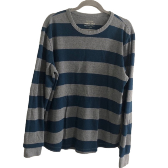 SONOMA Striped  Thermal Crew Size L Teal and Gray Tunic Pullover - Picture 1 of 4